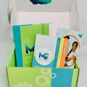 A box with some books and cards inside of it