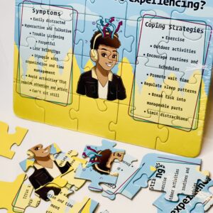 A puzzle with an image of a person and instructions.