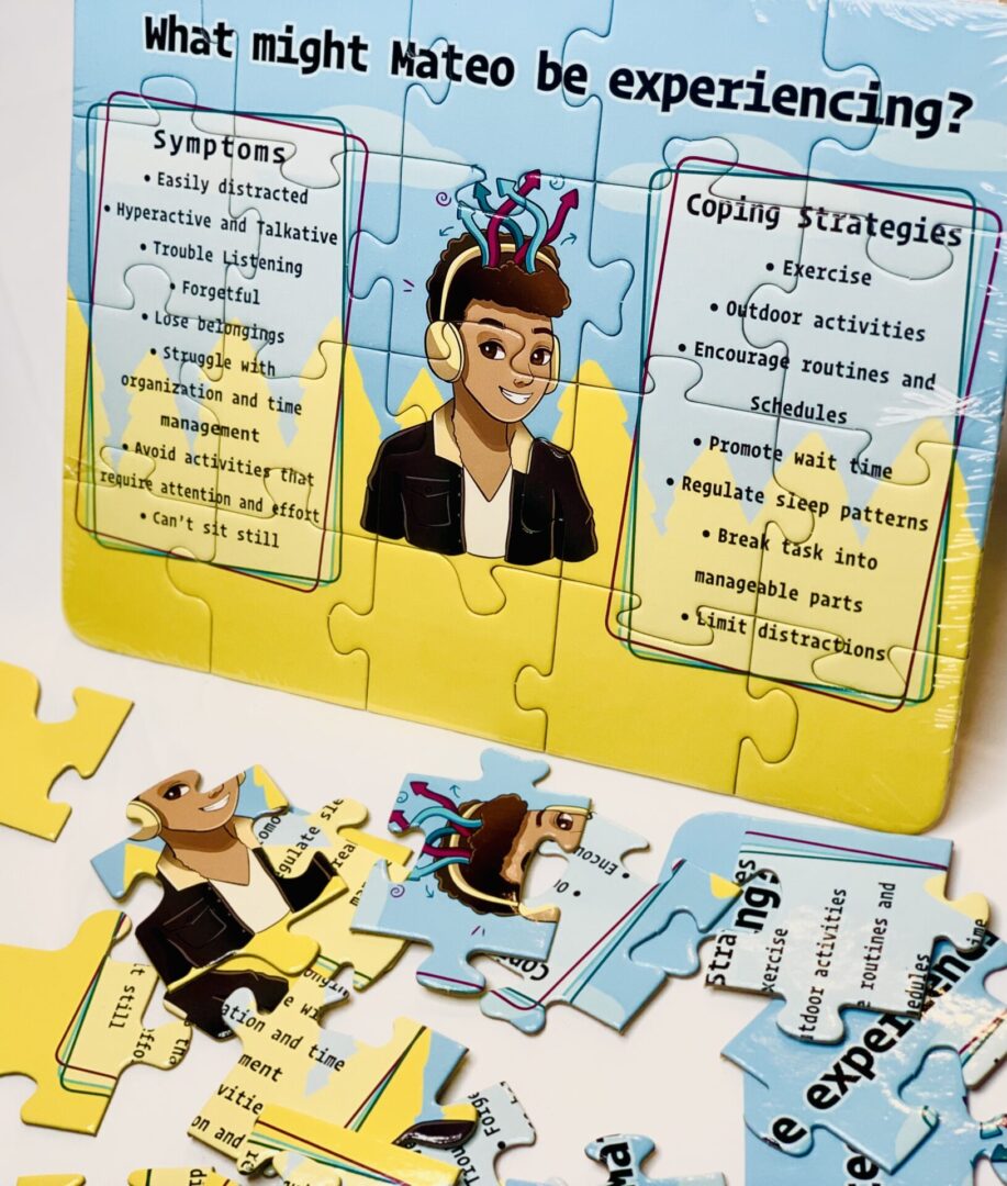 A puzzle with an image of a person and instructions.