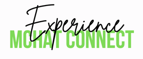 A green and black logo for the experience that connects.