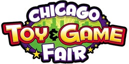 A logo for the chicago toy and game fair.