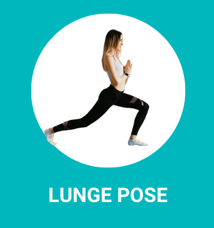 A woman is doing lunge pose in front of the camera.